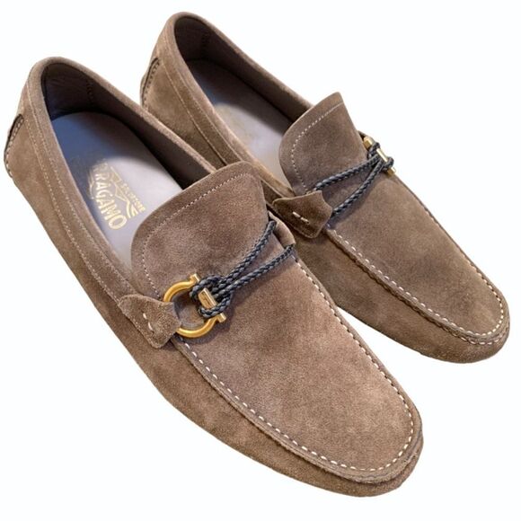❤️SOLD❤️Salvatore Ferragamo Front 4 Suede Driver Loafers - Picture 2 of 13